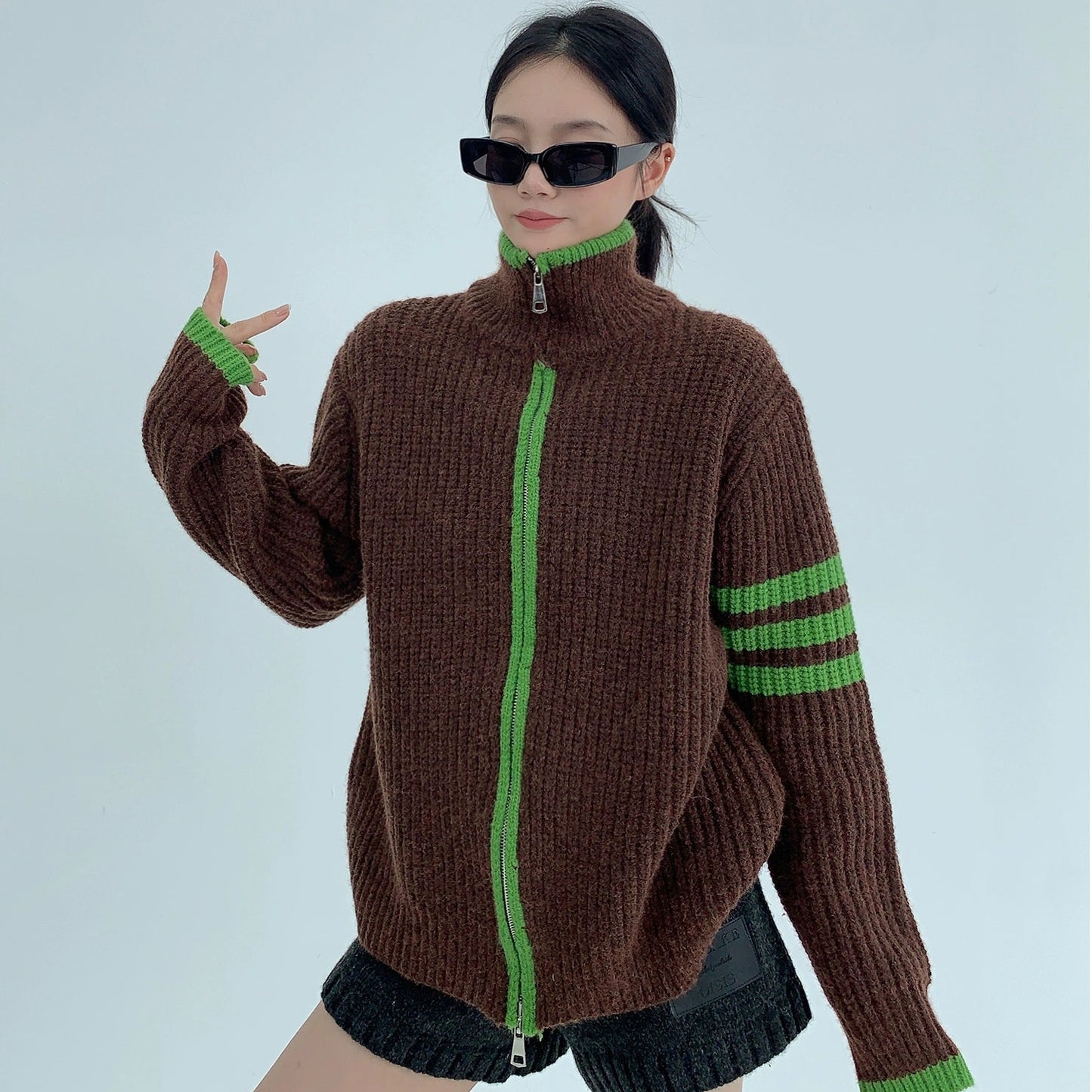 【アウター】春 秋 冬 ヴィンテージ風 ローゲージ ニットカーディガン ジャケット 【FCシリーズ】