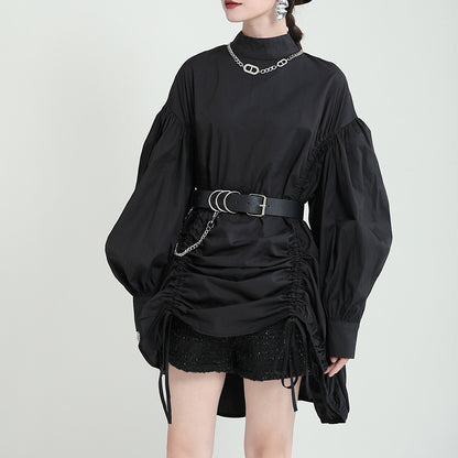 【トップス】春 秋 冬 ゆるリラックス 立襟 レトロ シャツ 【AHシリーズ】