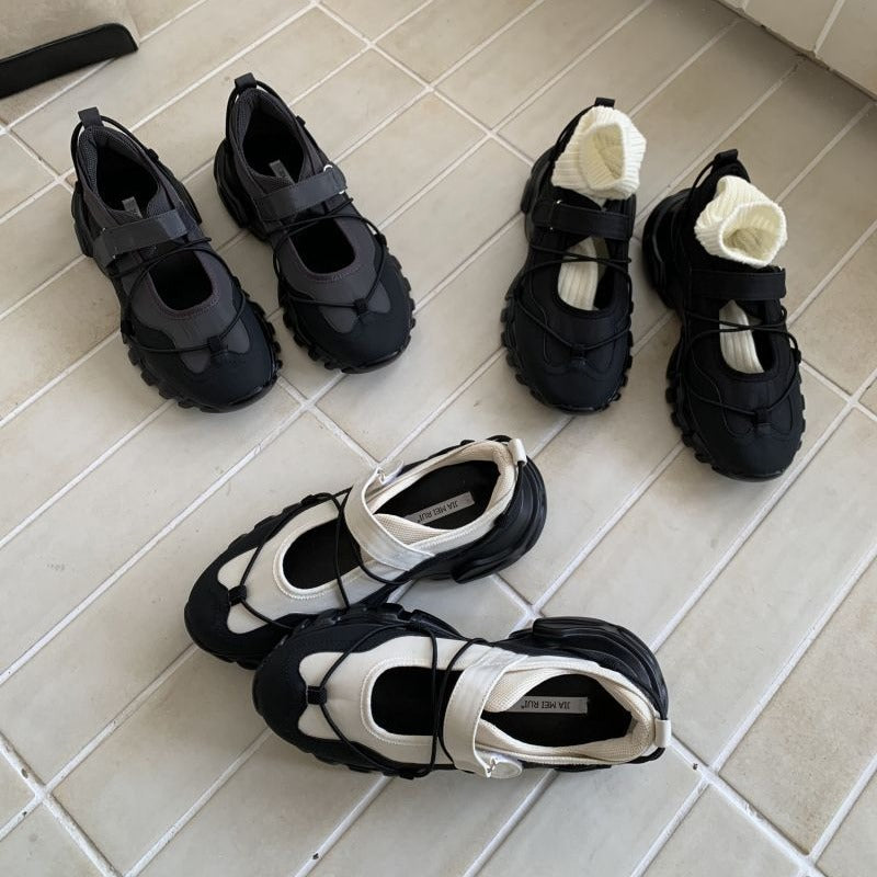 【シューズ】プラットフォームシューズ ラウンドトゥ 厚底 スポーツ パンプス/スニーカー