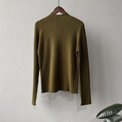 5カラー【トップス】シンプル無地 ハーフハイネック レースニット レディース 秋冬 ふんわり柔らか すっきりシルエット インナー【JZシリーズ】