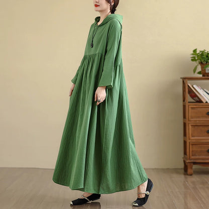 【60%OFF⭐️早い者勝ち】【ワンピース】フーディーワンピース 長袖 無地 ナチュラルフェミニン レトロ感【JZシリーズ】