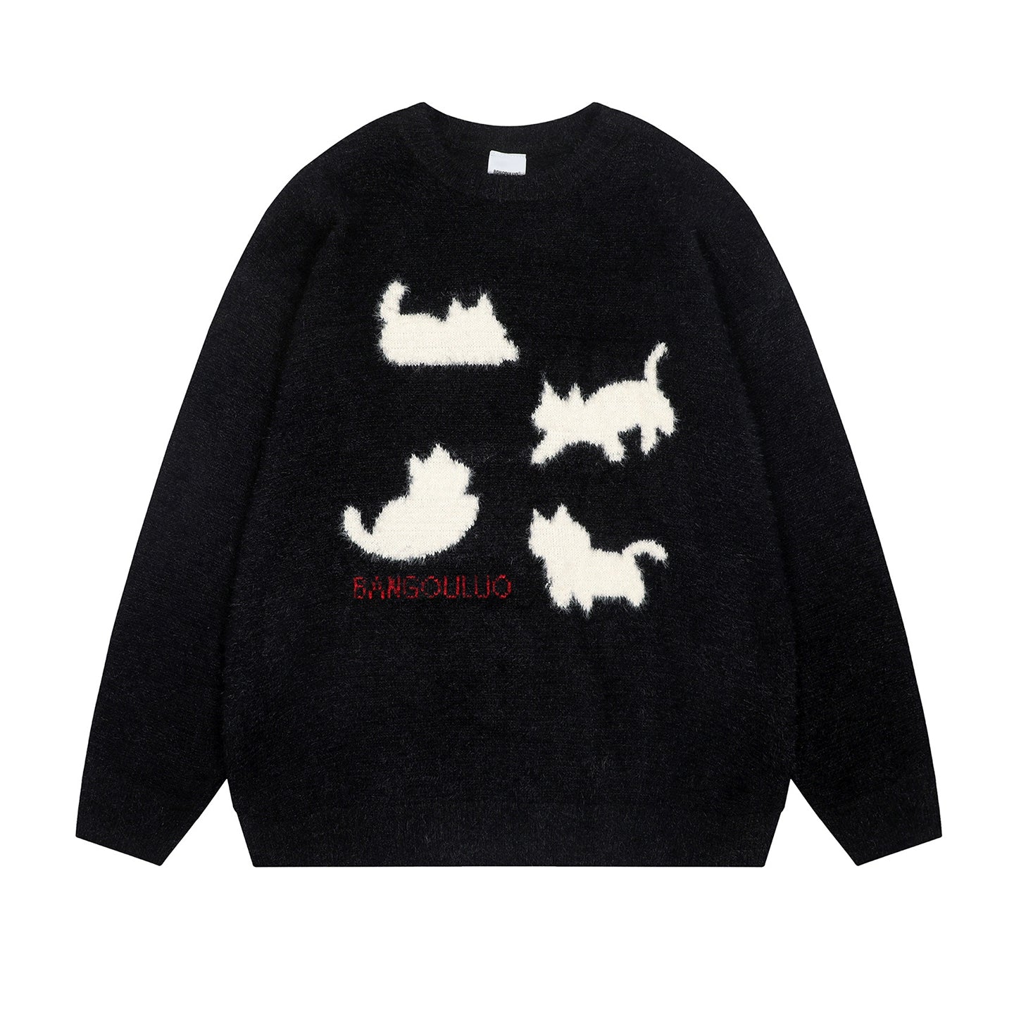 【トップス】💕ペア着用OK 🐾猫シルエット プルオーバーニット 秋冬 ユニセックス 【FCシリーズ】