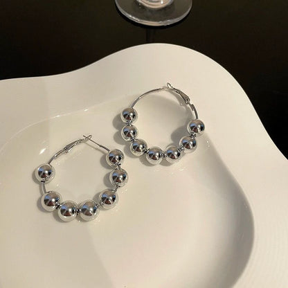 【グッズ】ボールフープピアス レディース 大ぶり ミニマルデザイン 上品アクセサリー