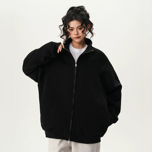 【アウター】アメリカン スポーツ風 立ち襟 ニットカーディガン ユニセックス セーター【FCシリーズ】