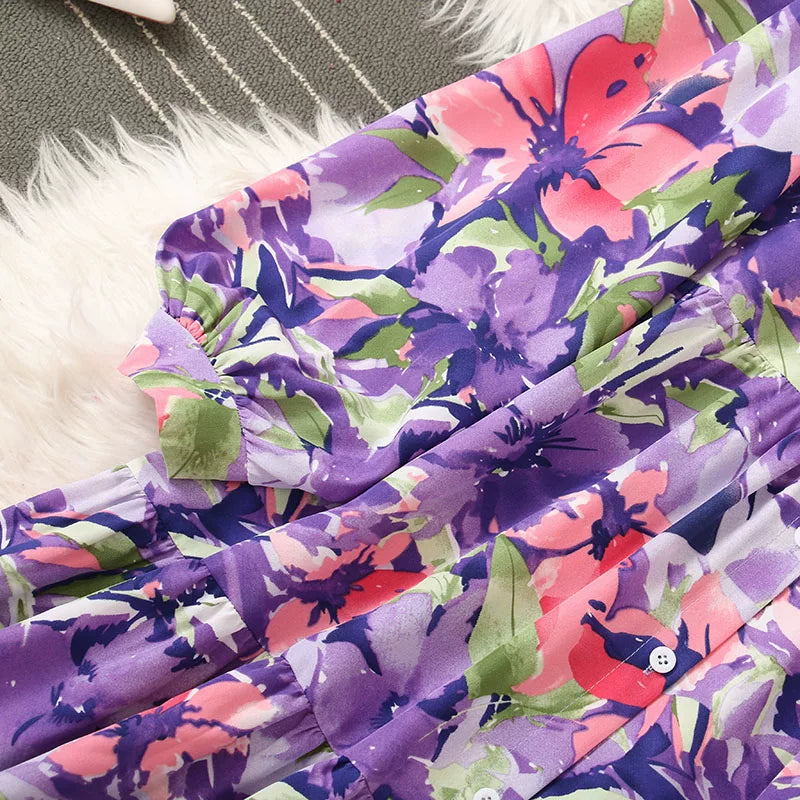 【ワンピース】🍁大きいサイズ レディース 春新作 長袖ワンピース 花柄 シャツワンピ 体型カバー ゆったり 着痩せ 効果あり【SHシリーズ】