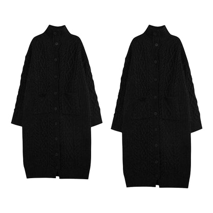 【アウター】秋冬新作 グレー ゆったり ロングカーディガン ニットコート 韓国風【FCシリーズ】