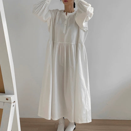 【24AW】【ワンピース】シック ラウンドネック長袖 ワンピース