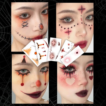 11種類【ハロウィン】ダークゴシック風 メイク用タトゥーシール ハロウィン 薔薇＆茨 フェイスステッカー ハートチーク風 メイクシール