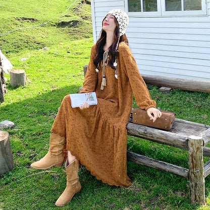 【ワンピース】ヴィンテージ感あふれる エレガント 長袖ワンピース レディース【SHシリーズ】