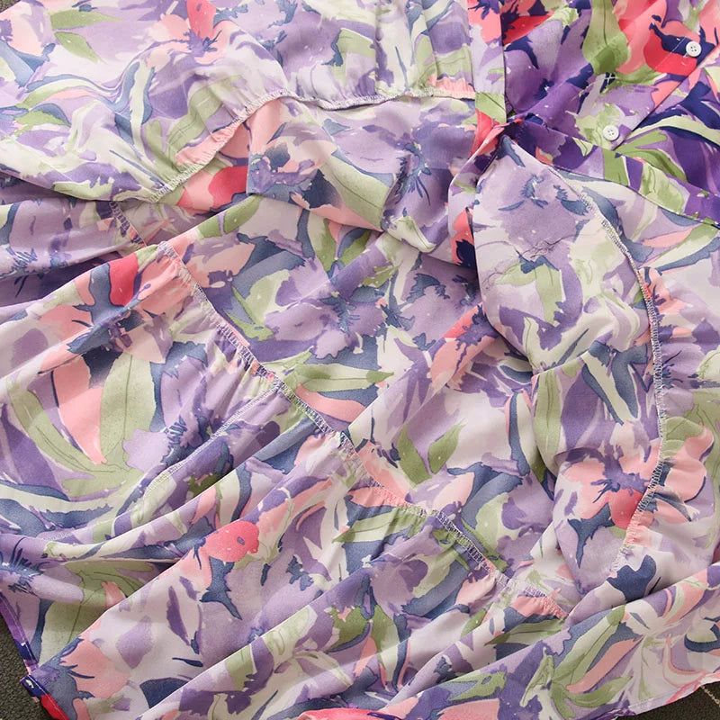 【ワンピース】🍁大きいサイズ レディース 春新作 長袖ワンピース 花柄 シャツワンピ 体型カバー ゆったり 着痩せ 効果あり【SHシリーズ】