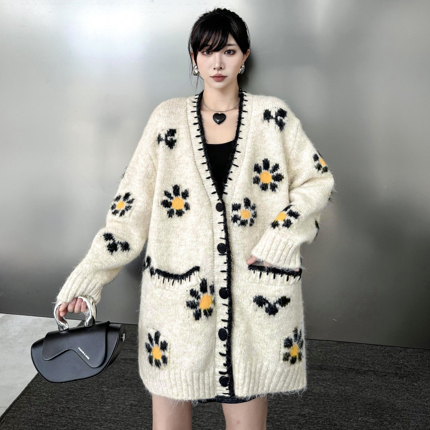 【トップス】春 秋 冬 フラワー ニット アウター ニット セーター 【AHシリーズ】