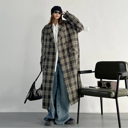 【アウター】高級感 合わせやすい 韓国系 新作 チェック コート【FCシリーズ】
