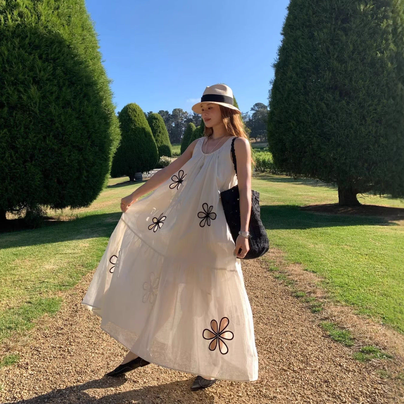 【ワンピース】透かしデザイン ナチュラル森系 キャミワンピース 【JZシリーズ】