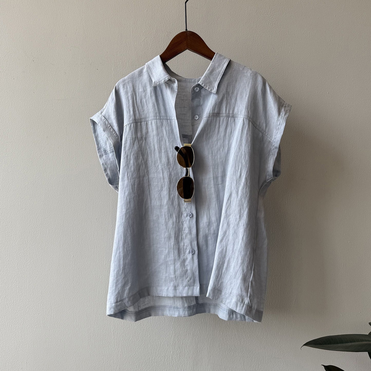 4color【トップス】リネン100% 韓国風 夏新作 無地 ゆったり 細見え シャツ【JZシリーズ】