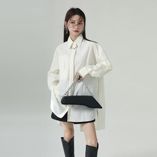 【トップス】春 秋 冬 ゆったり ニッチ 不規則 シャツ 【AHシリーズ】