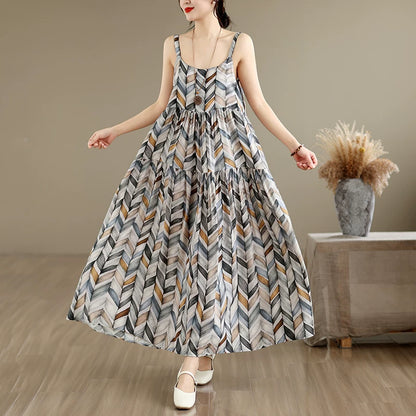 【ワンピース】大きいサイズ レディース キャミワンピース 夏 リネンコットン 花柄 ロングワンピース ゆったり 体型カバー 着痩せ【SHシリーズ】