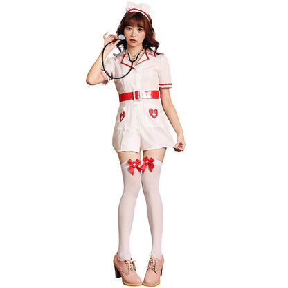 【ハロウィン】ナースコスプレ・ワンピース・ハート柄・バー・ナイトクラブ・舞台用衣装
