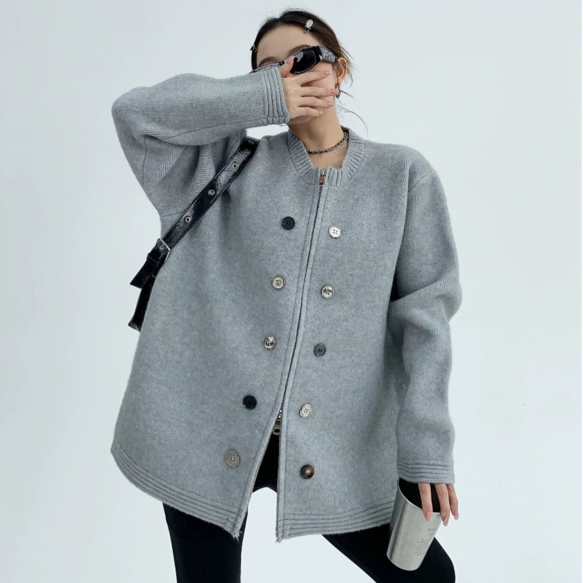 【24AW】【15～20日内発送】【アウター】トレンドアイテム  高品質 合わせやすい 厚い保温 ニットセーターカーディガン【FCシリーズ】