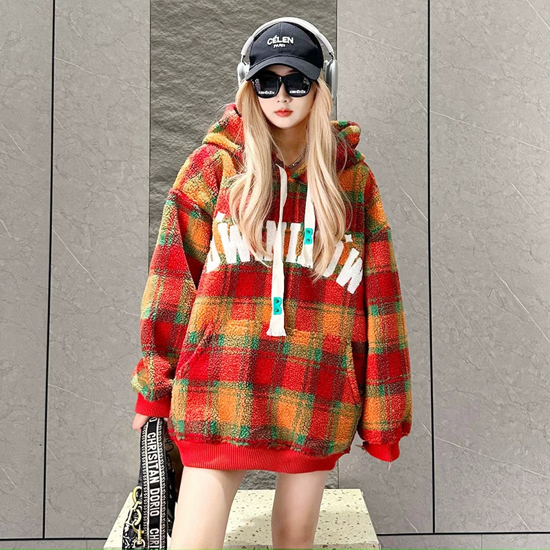 【トップス】フード付き アメリカン刺繍 パーカー レディース ゆったり 裏起毛 厚手【FCシリーズ】