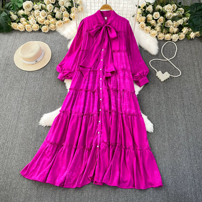 【ワンピース】プリントVネック お腹周りカバー フリル 長袖 ワンピース 【SHシリーズ】