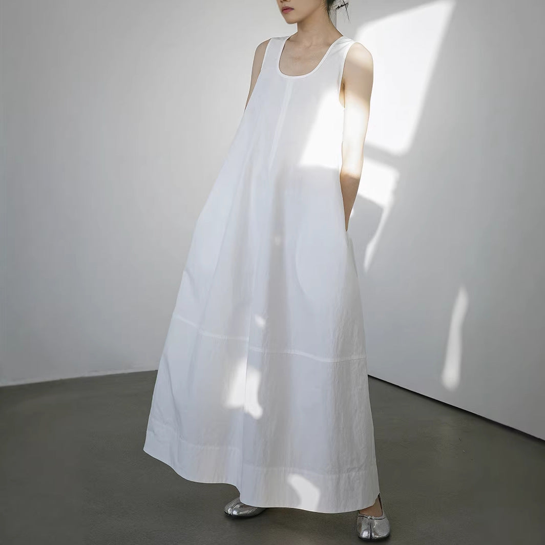 【ワンピース】きれいめ レトロワンピース レディース 春夏 ノースリーブ 立体シルエット Aライン ロング丈【JZシリーズ】