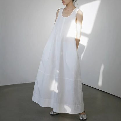 【ワンピース】きれいめ レトロワンピース レディース 春夏 ノースリーブ 立体シルエット Aライン ロング丈【JZシリーズ】