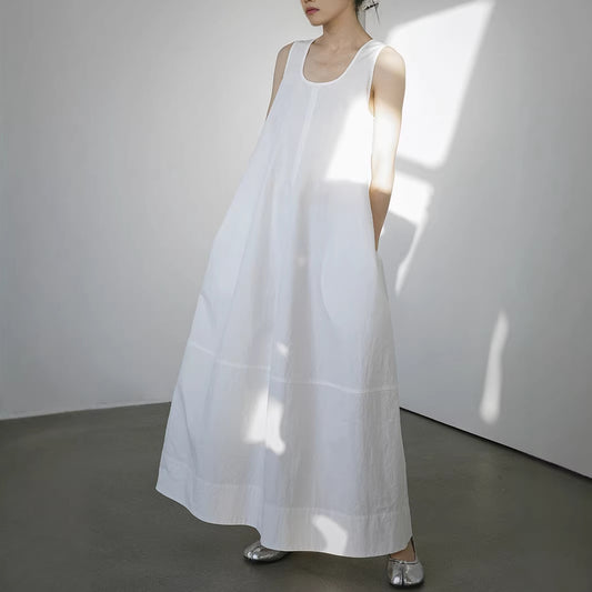 【ワンピース】きれいめ レトロワンピース レディース 春夏 ノースリーブ 立体シルエット Aライン ロング丈【JZシリーズ】