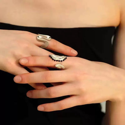 【🎁 B2G1｜先行スタート！】【グッズ】新中華風 レトロ ファッショナブル 高級感 ウェーブデザイン オープンリング