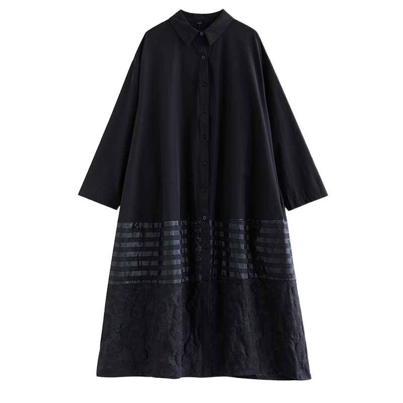 【ワンピース】春 秋 冬 ゆったり プリント 長袖 シャツワンピース 【JZシリーズ】