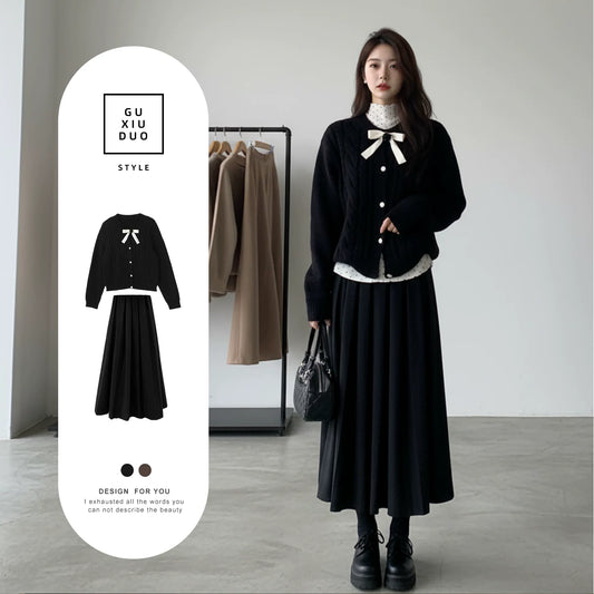 【セットアップ】春 秋 冬 ニット セーター + スカート 2点セット 【JZシリーズ】