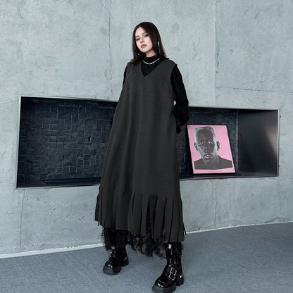 【ワンピース】春 秋 冬 Vネック レース  Aライン ワンピース 【AHシリーズ】