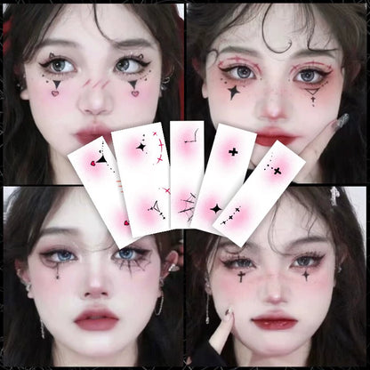 11種類【ハロウィン】ダークゴシック風 メイク用タトゥーシール ハロウィン 薔薇＆茨 フェイスステッカー ハートチーク風 メイクシール