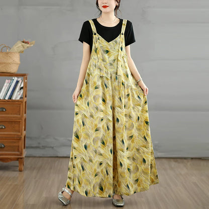 【ボトムス】Vネック オールインワン レディース 夏 シフォン ワイドパンツ サロペット ゆったり 細見え 薄手 カジュアル【SHシリーズ】