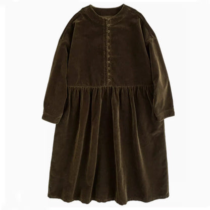 【ワンピース】コーデュロイ クルーネック ゆったり 長袖 ワンピース 【JZシリーズ】