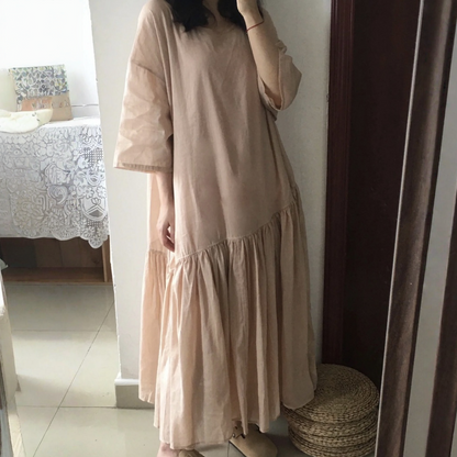 亞麻個性設計兩件套長款連衣裙｜內搭套裝【JZ系列】