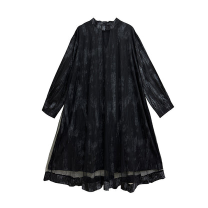 【ワンピース】春 秋 冬 チュール切替 ドッキング風 ロング ワンピース 【AHシリーズ】