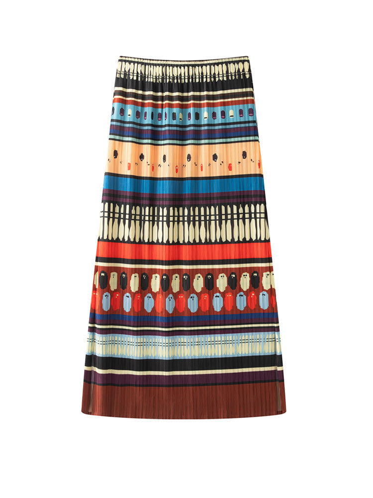 【ボトムス】夏 カラフルストライプ 高級 プリーツ スカート【SHシリーズ】