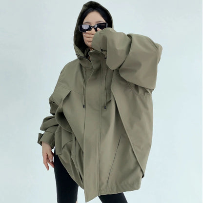 【24AW】【10～15日内発送】【アウター】ゆったり レトロ フード付き ジャケット【FCシリーズ】