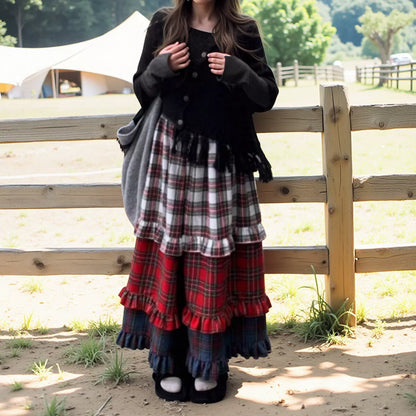 【60%OFF⭐️早い者勝ち】【ボトムス】可愛らしい 上品 チェック コンビカラー ハイウエストスカート 【SHシリーズ】