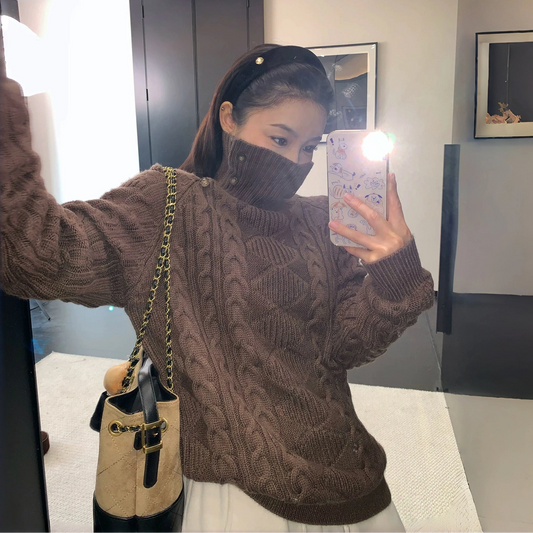 【トップス】シンプル スリム 高級感 極暖 ハイネック ニットセーター【FCシリーズ】