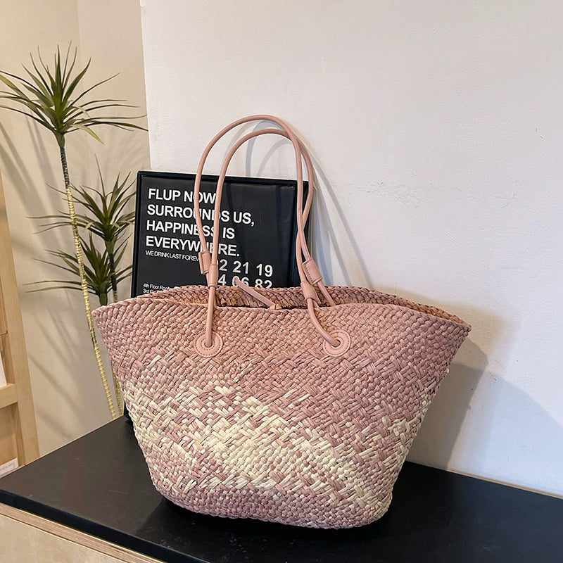 10色展開【バッグ】大容量 通勤 トートバッグ 夏新作 ビーチ旅行リゾート 編みバッグ ショルダーバッグ