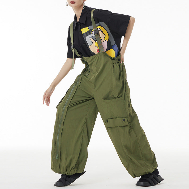 【ボトムス】サロペットパンツ レディース 夏 ワイドパンツ ゆったり 人気 カジュアル ストリート風 オールインワン【AHシリーズ】