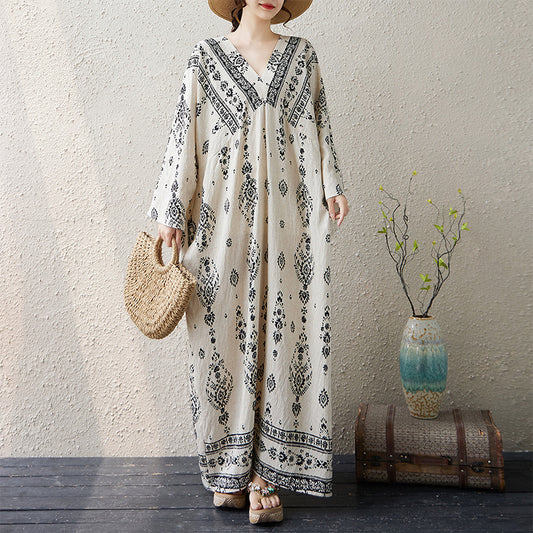 期間限定🍂60%OFF【ワンピース】花柄ワンピース レディース 秋新作 大きいサイズ 長袖 ゆったり フレンチレトロ 大人上品【SHシリーズ】