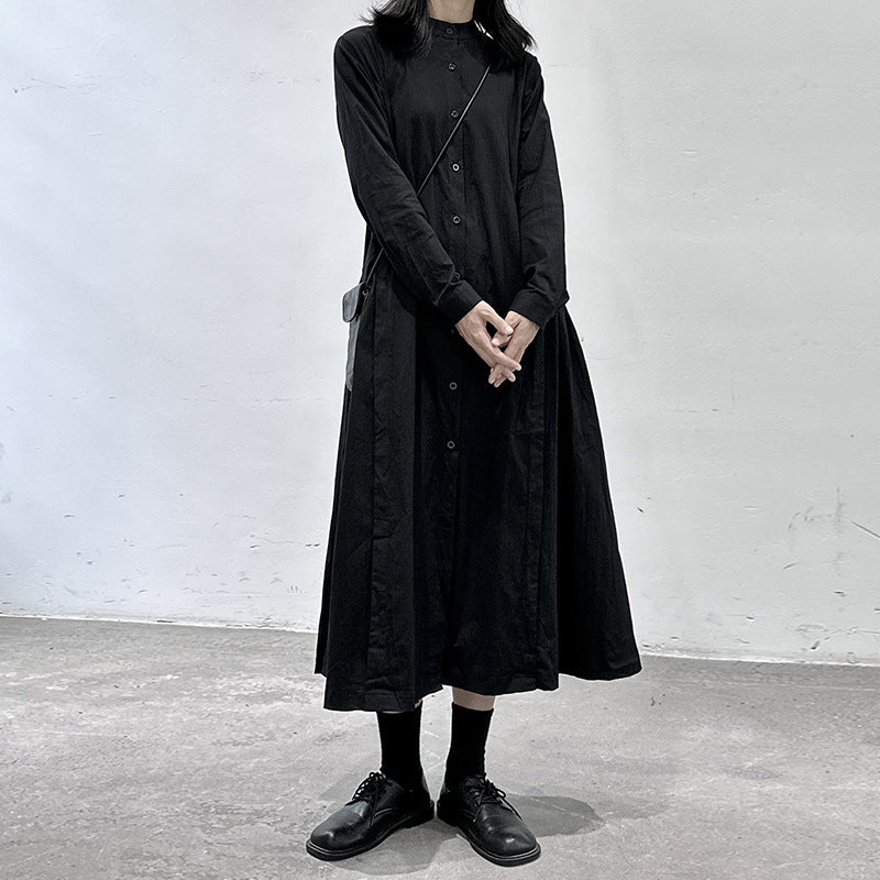 【24AW】【ワンピース 】秋新作 着痩せ ルーズ 長袖 Aライン シャツワンピース【AHシリーズ】