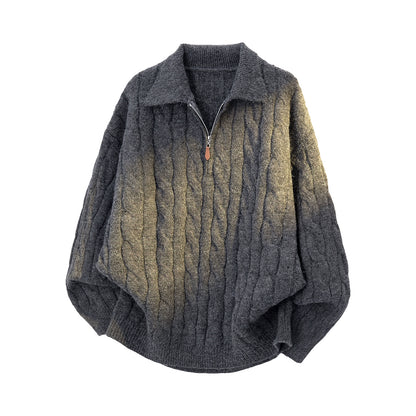 【単品注文】【セットアップ】ヴィンテージ風 ケーブルニット × スウェットパンツ 秋冬 新作 ゆったり ルーズスタイル【FCシリーズ】