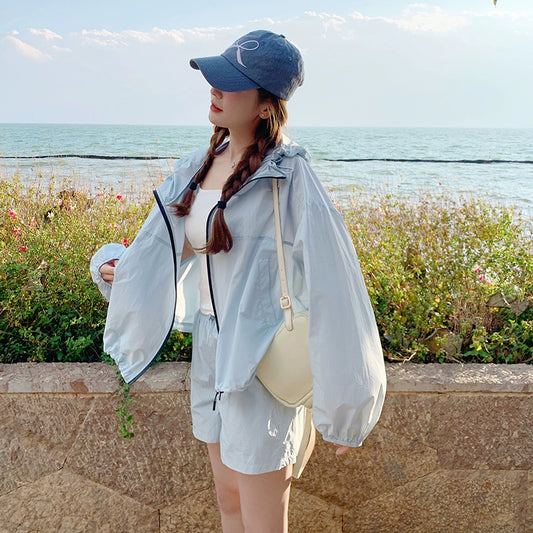 2点セット！【セットアップ】ファッション感あふれる UVパーカー＋ショートパンツ  カジュアル 上下セット【JZシリーズ】