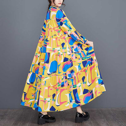 60%OFF⭐️期間限定【ワンピース】花柄 新作 大きいサイズ ゆったり ファッション プリント 切替 春夏 長袖ワンピース【SHシリーズ】