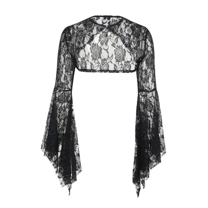 【ハロウィン】欧米風 エレガント レース バットスリーブ アシンメトリー ケープトップ＋ワンピース