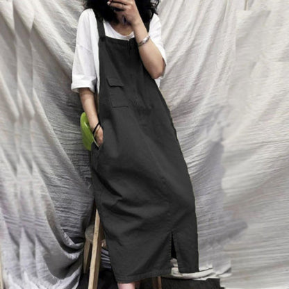 【ワンピース】レトロ ゆったり ミディ丈  レディース インスタ風 ノースリーブ キャミワンピース【JZシリーズ】
