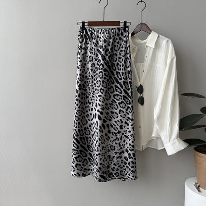 【ボトムス】夏新作 ハイウエスト 美脚効果 ヒョウ柄 スリット入り タイトスカート【JZシリーズ】【SHシリーズ】
